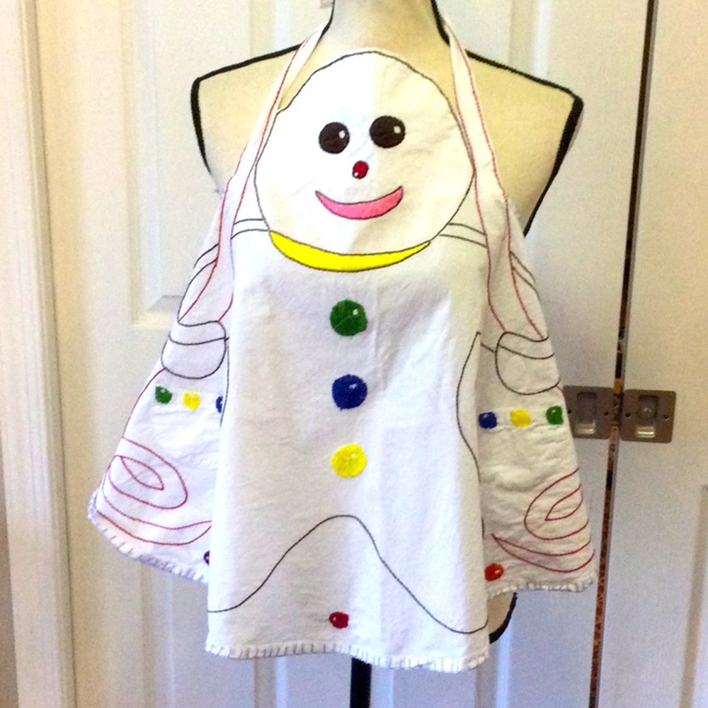 NWOT Wisteria gingerbread man  apron with Stitchery